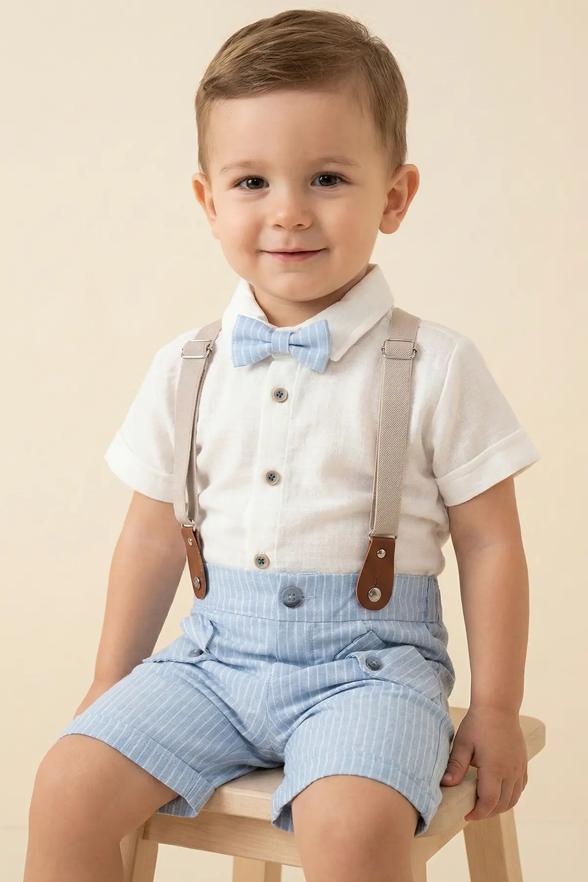Mavi Çizgili Şortlu Takım 9-24 Ay