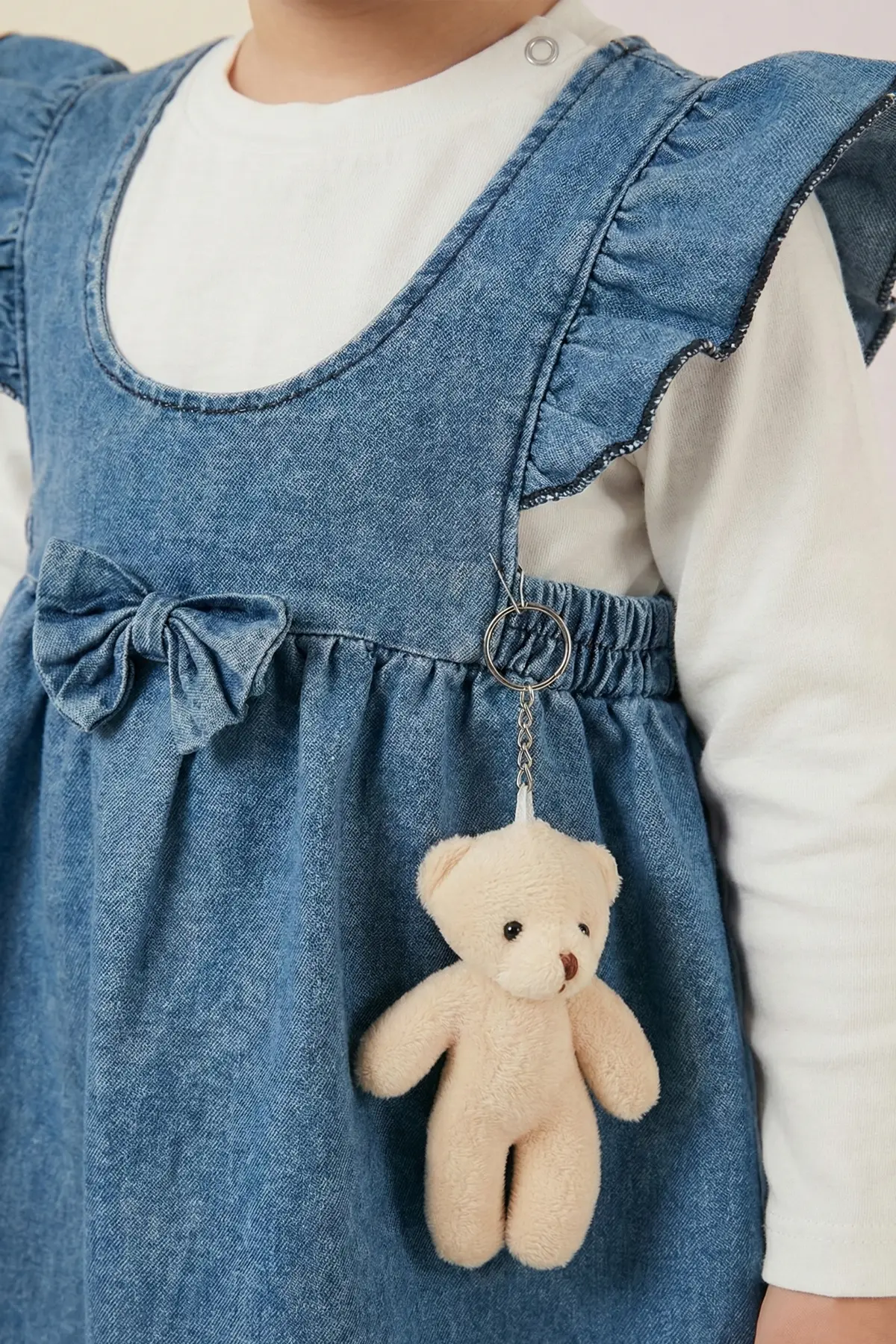 Ayıcıklı Kız Bebek Kot Elbise Takım 6-18Ay - Görsel 3