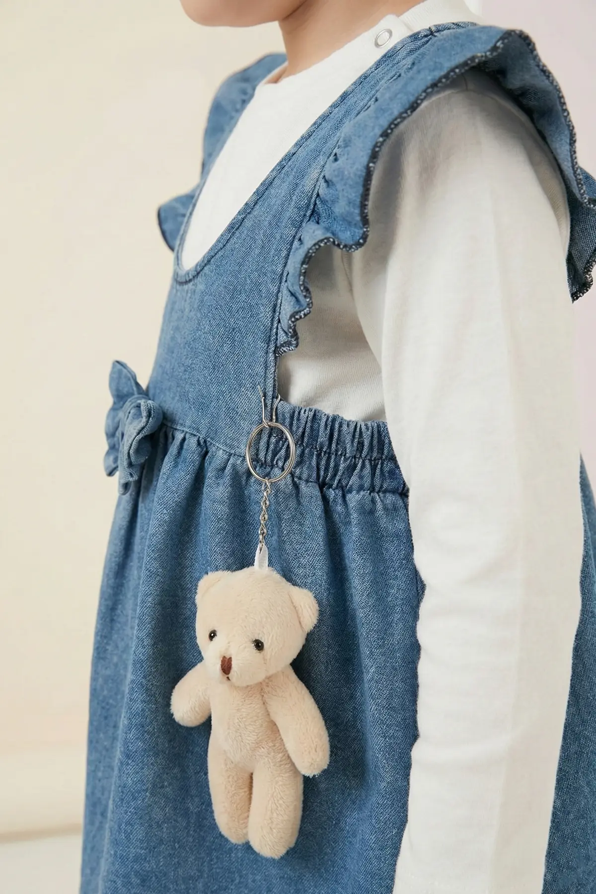 Ayıcıklı Kız Bebek Kot Elbise Takım 6-18Ay - Görsel 4