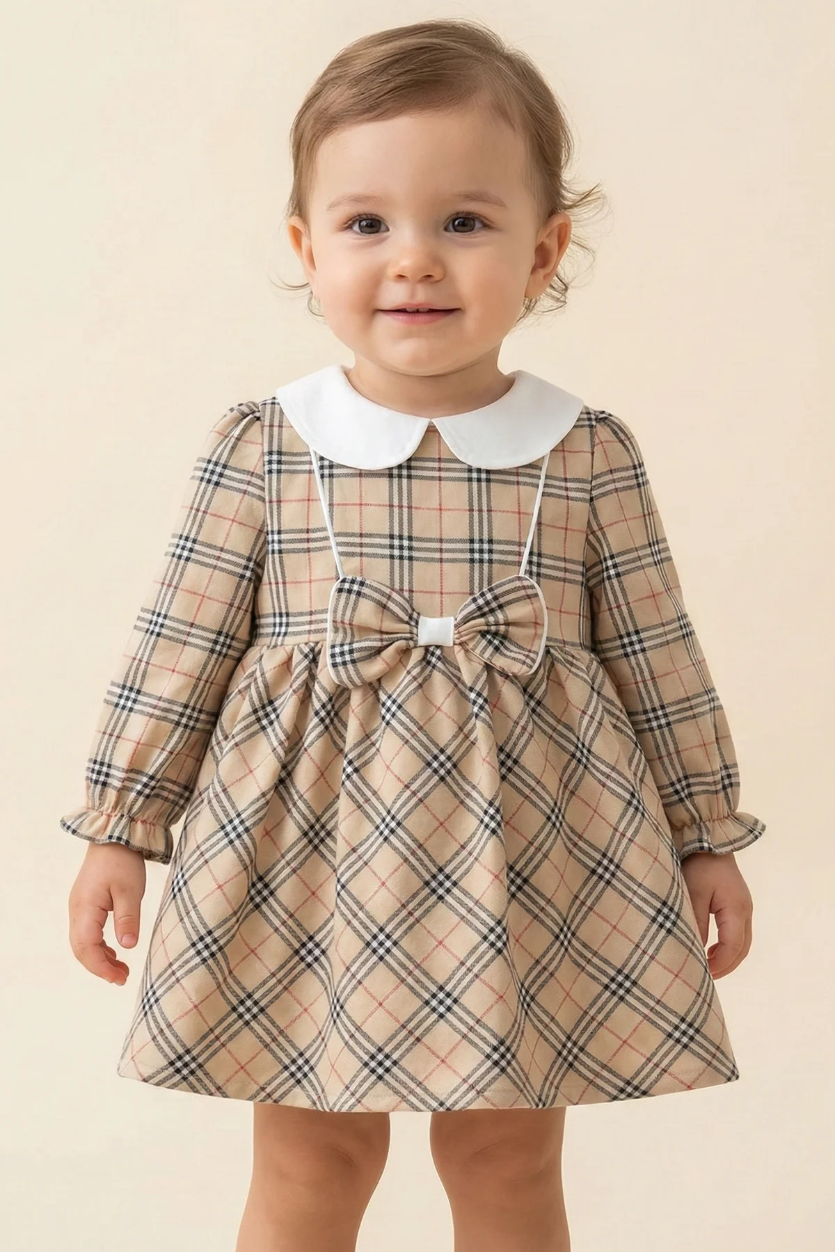 Kız Bebek Ekose Desenli Elbise 9-24Ay