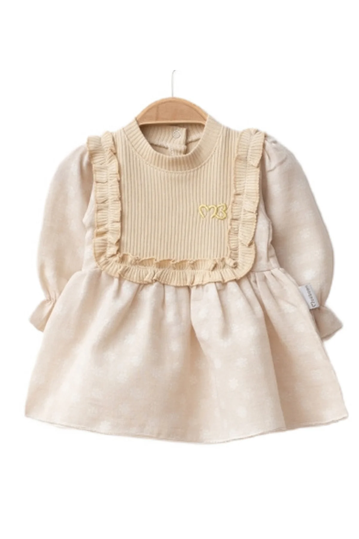 Nakışlı Müslin Kız Bebek Elbise Krem 6-18Ay - Görsel 4
